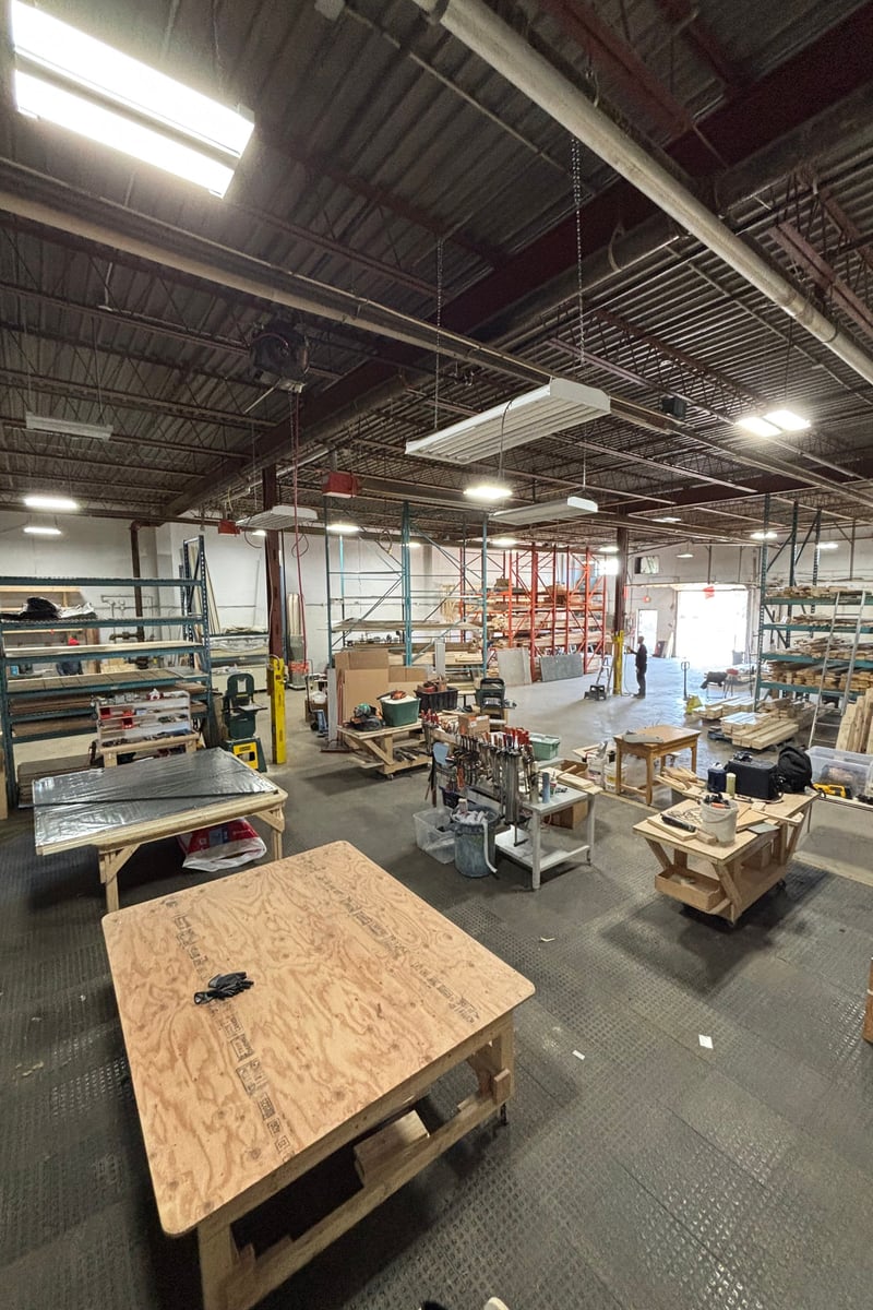 Inside the Ryt Saunas workshop in Pickering, Ontario